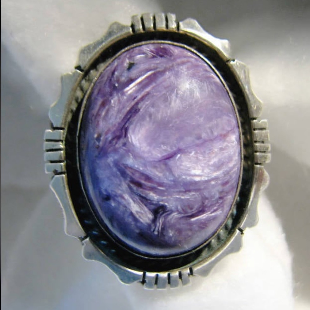 Vintage southwestern charoite sterling silver ring